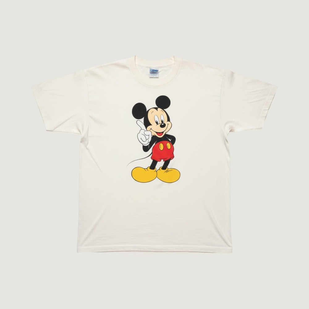 Vintage Mickey Mouse Graphic T-Shirt Off White Cream 90s XL Large Collectible